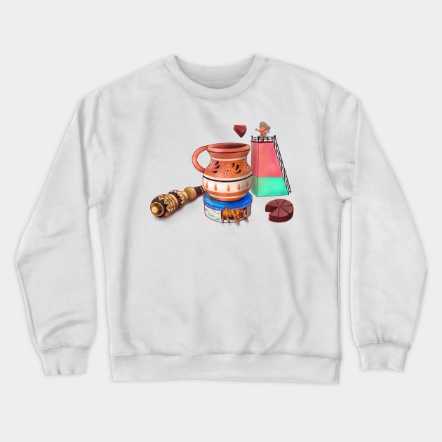 Abuela Haciendo Chocolate Mexicano Crewneck Sweatshirt by Florentino